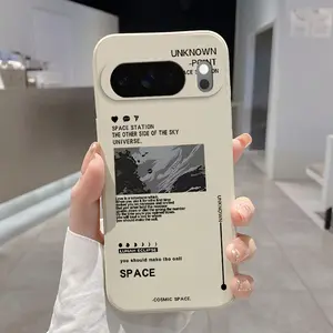 Rounded Edge Phone Case for Google Pixel 10 9 8 7 Pro A XL Cosmic Whisper Space Pattern Anti-Scratch Shockproof Soft Liquid Silicone Protective Cover Smartphone Casing