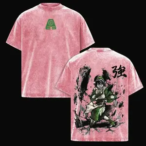 Unisex Toph Beifong Avatar The Last Airbender Vintage Washed Oversized Cotton Apparel, Classic Seamless Short-Sleeve Retro Anime Streetwear Graphic Tee, Men's Top ET5 Z6V