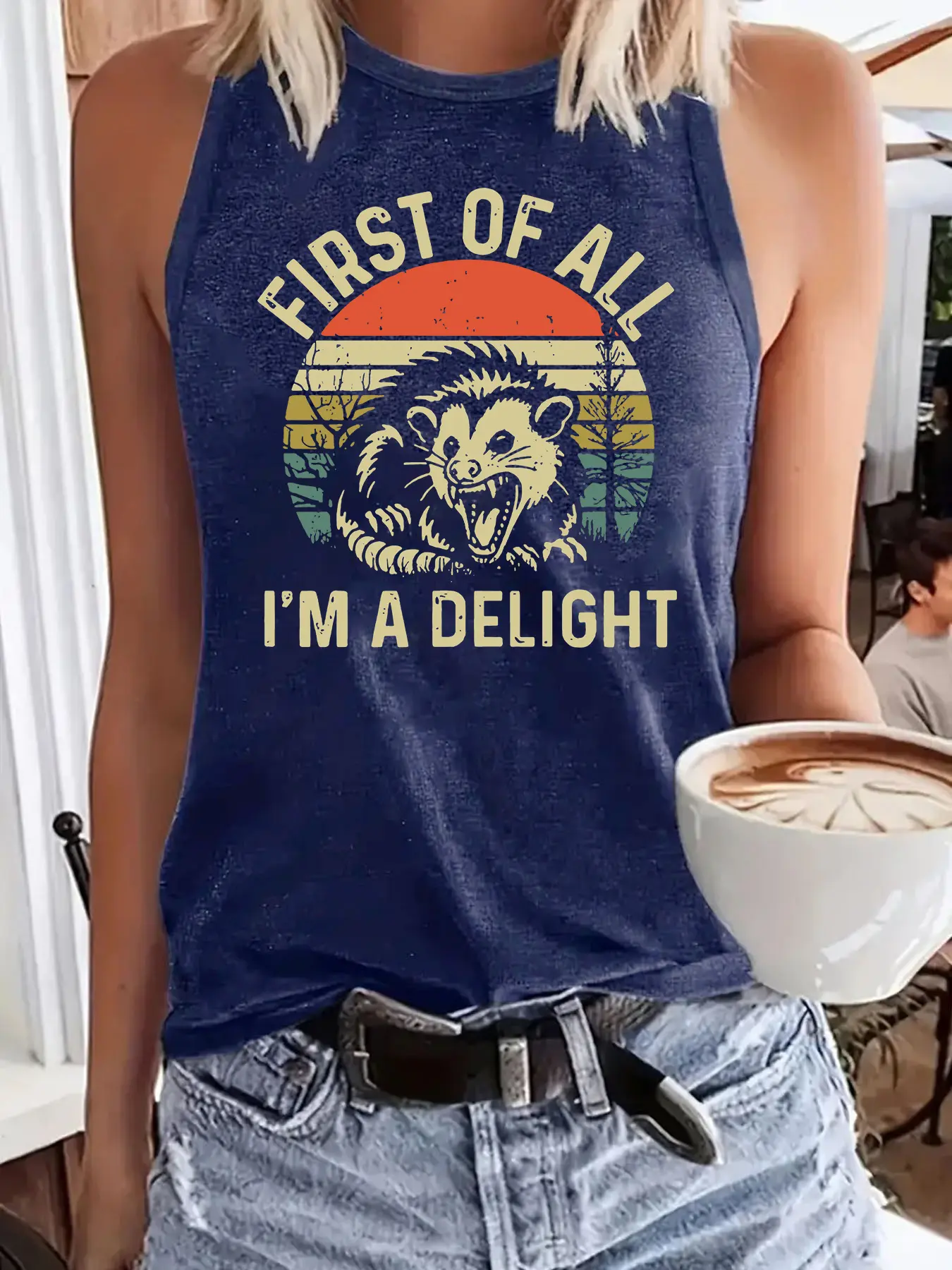 Women's Lion Print Sleeveless Vest, Casual Fashion Sleeveless Round Neck Summer Top, Comfortable Breathable Fitted Design, Available in S-Xxl Sizes, Casual Boho Sleeveless