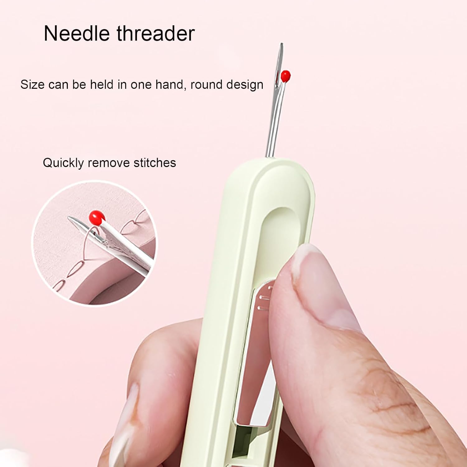 2Pcs Plug-in Needle Threader, 2 in 1 Threading and Thread Removal Tools, Stretchable Remover Needle Threading Tool for Hand Sewing Knitting Craft Quilting Supplies
