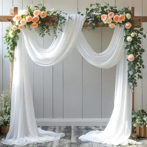 Wedding Arch Draping, 1 Panel 18FT White Sheer Backdrop Chiffon Drapery Voile Scarf Draping Panels for Wedding Archway Decoration