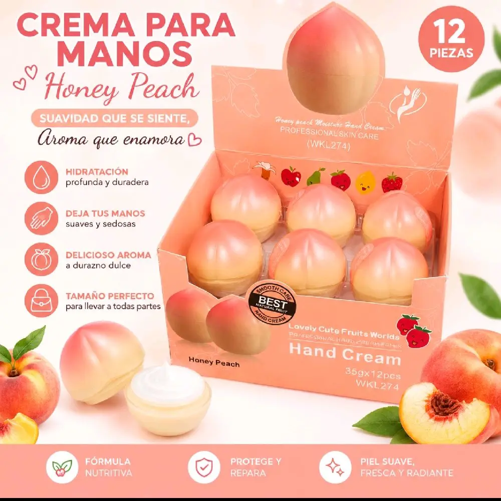 Honey Peach Hand Cream Moisturizing Hand Cream 35g Portable Fruit Design
