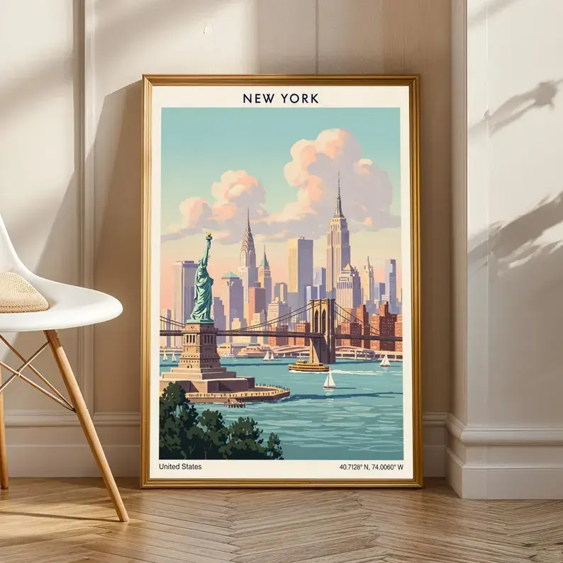 (unframed) Poster 1950s Times Square Print Retro New York City Travel sohochic