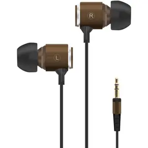 Headphones with Extra Long Cord, Extra Earbuds for PC, TV, Computer - No Mic, Brown, 10FT