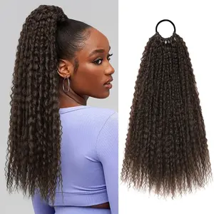 Long Honey Blonde Kinky Curly Drawstring Ponytail Extension, Fluffy Voluminous Afro Curly Ponytail Hairpiece for Women Daily & Party Wear#KinkyCurlyPonytail#DrawstringPonytail#FluffyHair#HairTransformation