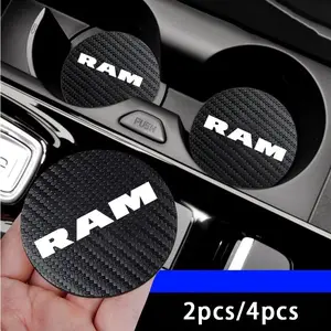 Dodge RAM Car Accessories, 2/4 Pcs Carbon Fiber Texture Anti-Slip Cup Holders, Scratch Protection, Decorative Effect, Vehicle Interior