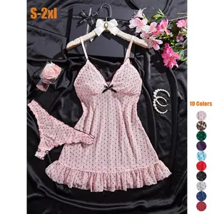 Women's Elegant Polka Dot Pajama Set, Soft Comfortable High Elasticity Fabric, All Season Wear, Perfect Gift Idea Valentine's Day gifts