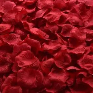 300PCS Wine Red Rose Petals for Valentine Day Wedding Decoration Romantic Artificial Rose Flower