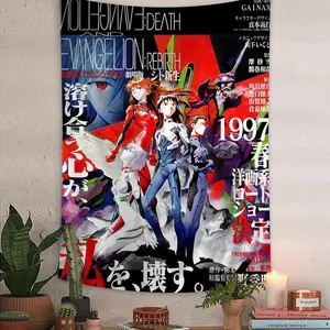 Anime N-Neon G-Genesis E-Evangelion Colorful Tapestry Wall Hanging Bohemian Wall Tapestries Mandala Wall Art Decor Cotton Decorative Light Linen Decoration Print