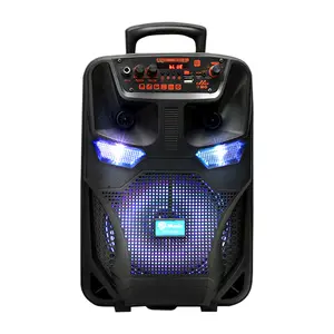 8 inch 10W Portable Bluetooth Speaker with Wired Microphone-Black