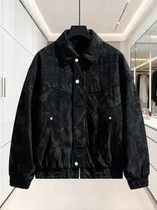 Men's Vintage Style Oversized Jacket, Loose Fit Casual Outerwear for Spring & Fall, High Street Trendy Workwear Coat