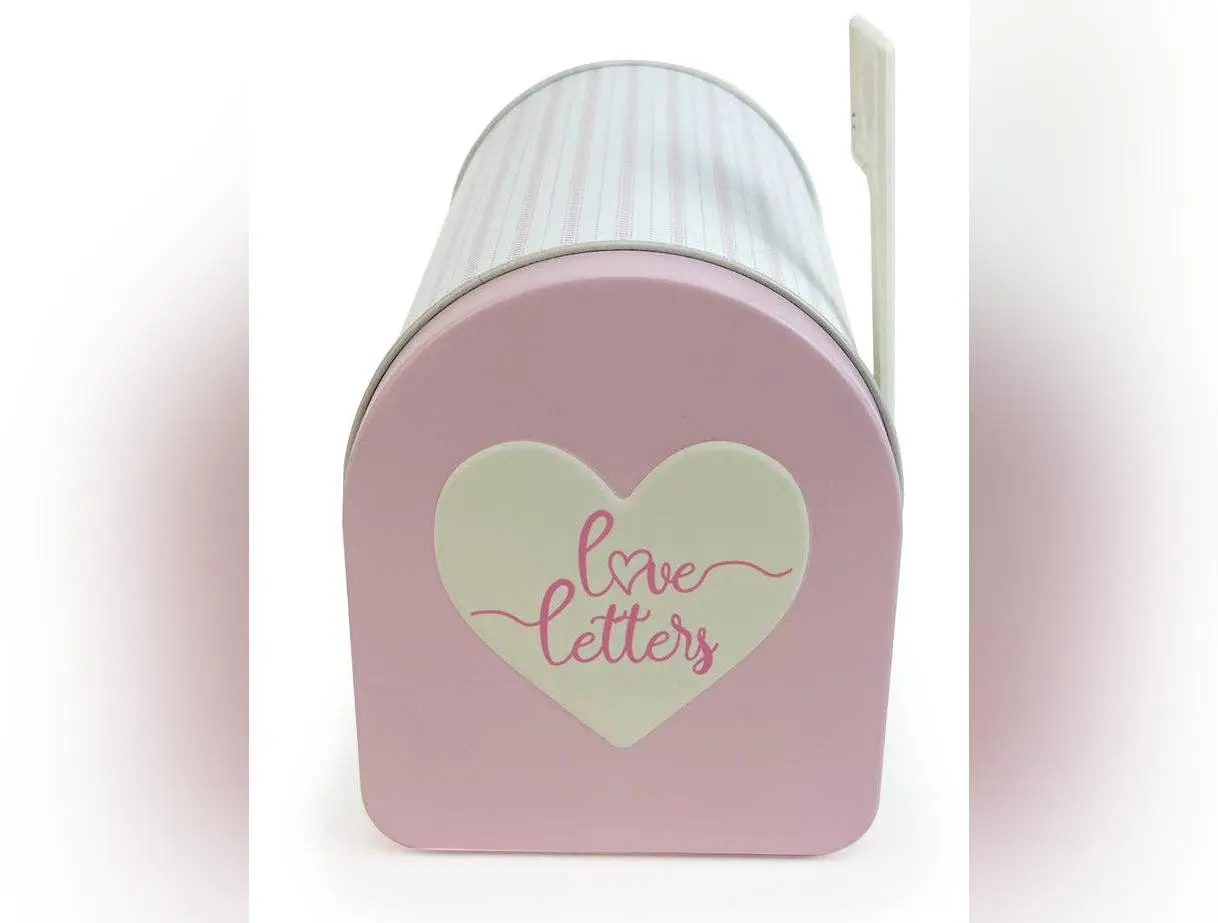 “Love Letters” Beige and Pink Decorative Mailbox