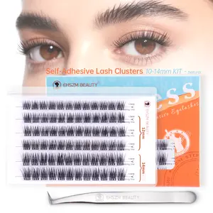 EHSZM BEAUTY POP PRESS Self-Adhesive Lash Clusters Kit, 1-Minute Pre-Glued Press-On, Includes Tweezers, All-Day No-Slip, Ideal for Daily Runs, Work Hours