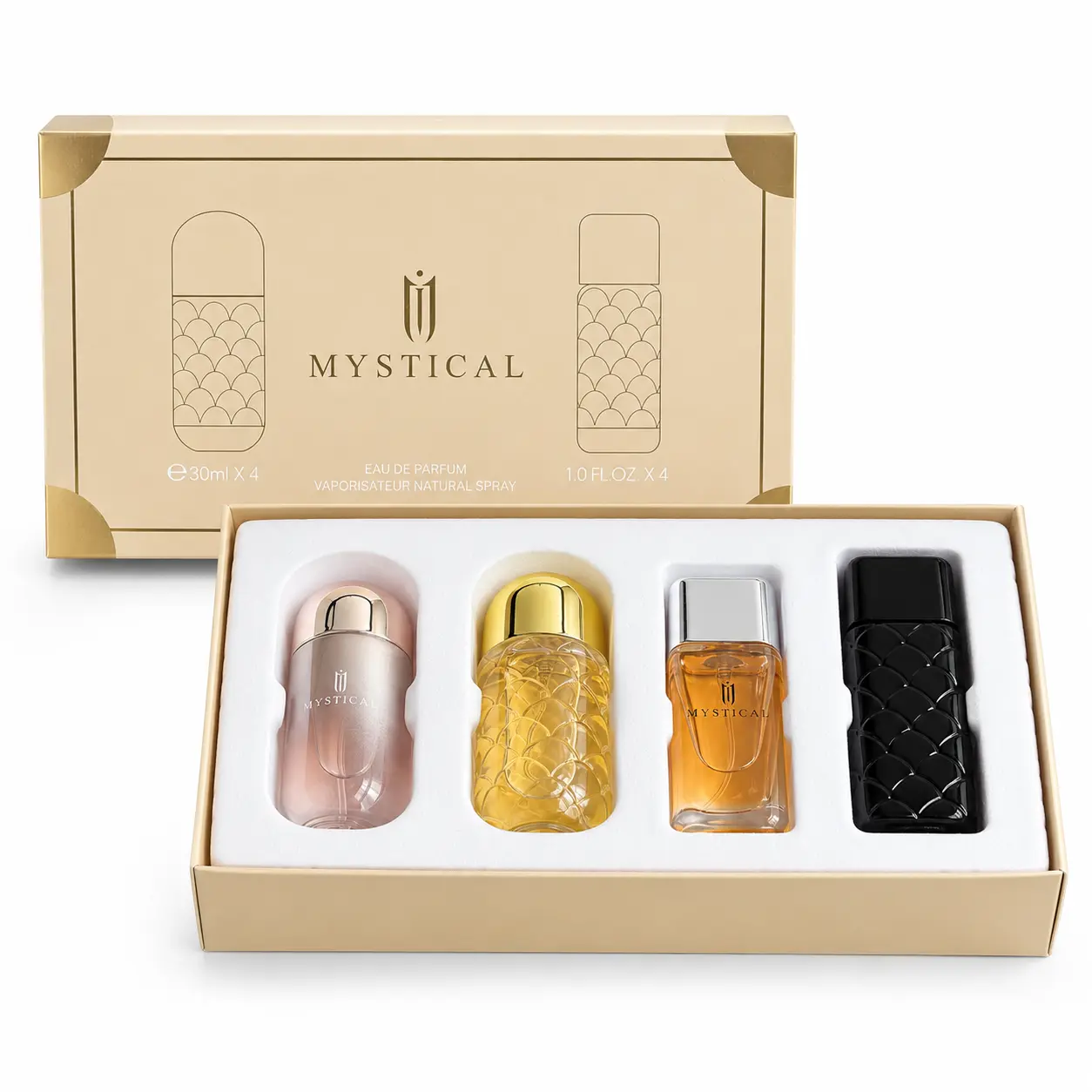 Women's Mystical 4Pcs Luxury Fragrance Set - Long-Lasting Eau de Parfum Spray with High-Concentrate Oils, Scented Perfume Sample Set, Gift for Women for Mother's Day, Birthday (30ml/1.0 fl.oz x4)
