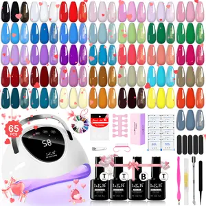 LKEnail 36 Colors Gel Nail Polish Set, Muliticolor Nail Supplies with UV LED Lamp & 36 Colors Gel Nail Polish with Base Matte/Glitter/Glossy Top Coat and Gel Polish Remover with Manicure kit, Finish DIY Nail Art for Women & Girls, Valentine's Day gift