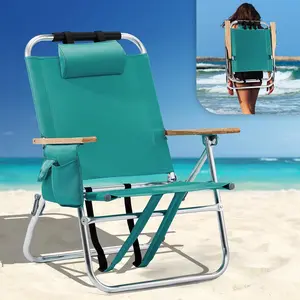 VINGLI Aluminum 13" Backpack Beach Chair – Tall Beach Chairs for Adults, Portable with Adjustable Straps, 3-Position Reclining, Cup Holder, High Lightweight Beach Chairs for Beach