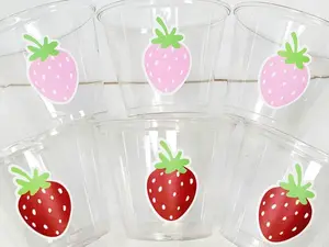 STRAWBERRY PARTY CUPS - Strawberry Birthday Cups Strawberry Cups First Birthday Strawberry Party Decorations Strawberry Baby Shower