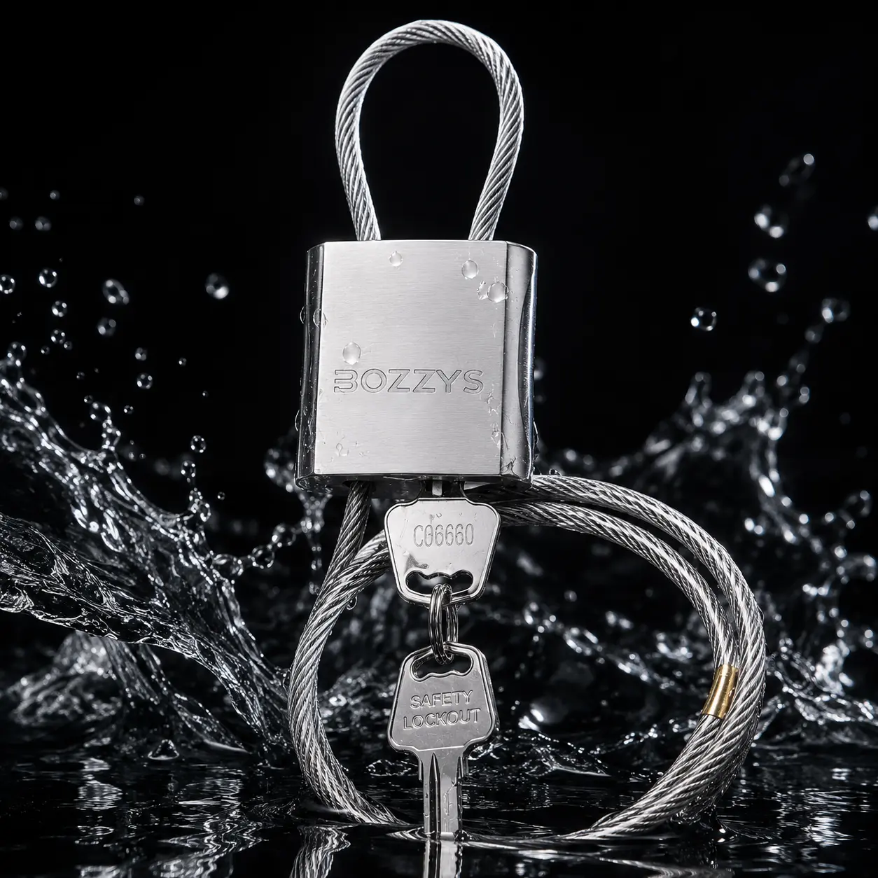 BOZZYS Durable Adjustable Cable Padlock with 3 Keys, 1.15 ft Long 1/6 in Thick Steel Cable, Weatherproof Security Lock for Bicycle, Bike Accessories, Mopeds, Gates, Lockers