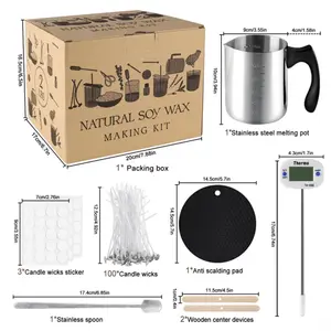 DIY Scented candle set, with thermometer, high-end soy wax, plant essential oil, suitable for DIY homemade scented candles, perfect for Christmas holiday gifts