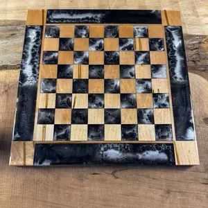Maple Wood Black Onyx/Pearl White Chess Board (INCLUDES PIECES)