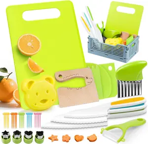 Easter Gift  for Your Special Someone Girls Gifts Kids Knife Set for Real Cooking & Basket - Montessori Toys Kitchen Tools