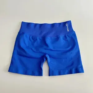 Dfyne Women's Scrunch Bum Shorts – Electric Blue High Waisted Push-Up, Seamless Yoga & Gym Pants, Durable & Stretchy, True-to-Size