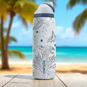 Owala Insulated Stainless Steel Travel Water Bottle - Sea Turtle Ocean Print, 24oz/32oz BPA-Free Drinkware with Versatile Dual-Opening Lid