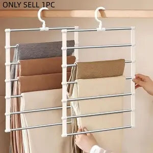 Space-Saving Stainless Steel Hanger for Jeans, Foldable Design, Ideal for Pants and Long Bottoms, Closet Magic Organizer, Pants Hangers