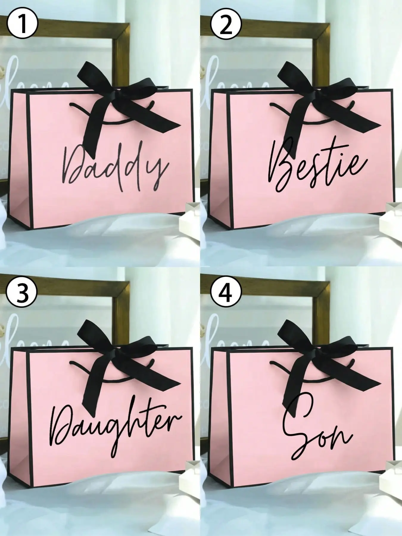 Elegant Gift Bag with Ribbon, Customizable for Friends and Family, Creative Gift Packaging, Gift Wrapping, Perfect for Father's Day, Gift for Dad and Birthdays, Lightweight Foldable Paper Shopping Bag, Customized Gift Bag, Paper Gift Bags with Handles