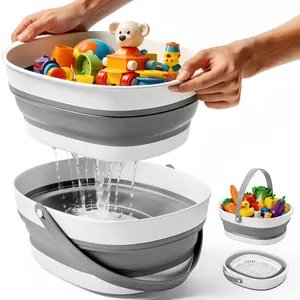 WADEO Large Bath Toy Storage Basket, 2-in-1 Foldable Bathtub Toy Holder, Removable Quick Dry Bathroom Shower Pool Toys Organizer