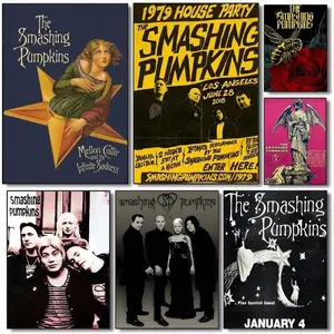 1pc Wall Arts Posters  PopThe Smashing Pumpkins Band Poster, HD Art, Waterproof, Home, Living Room, Bedroom, Bar, Aesthetic Decoration