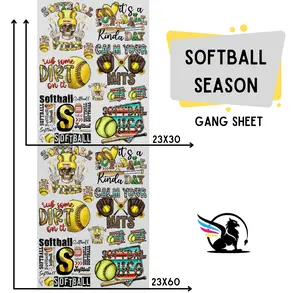 Softball Season | Premade DTF Transfer Gang Sheet For Graphic Tees