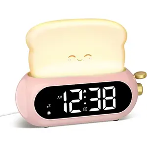 Cute Digital Clock for Bedrooms, Kids Alarm Clocks with Night Light Lamp, 10 Alarm Tones, Adjustable Brightness, Nap Timer, Snooze, Power-off Memory, Bedside Clocks for Girls Kids Teens Birthday Gifts