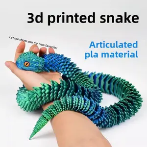SleekHush 30" Articulated 3D Printed Snake Toy with Lifelike Eyes & Flexible Serpent Body for Desk Decor & Stress Relief Hyper-Realistic Details & Twistable Joints