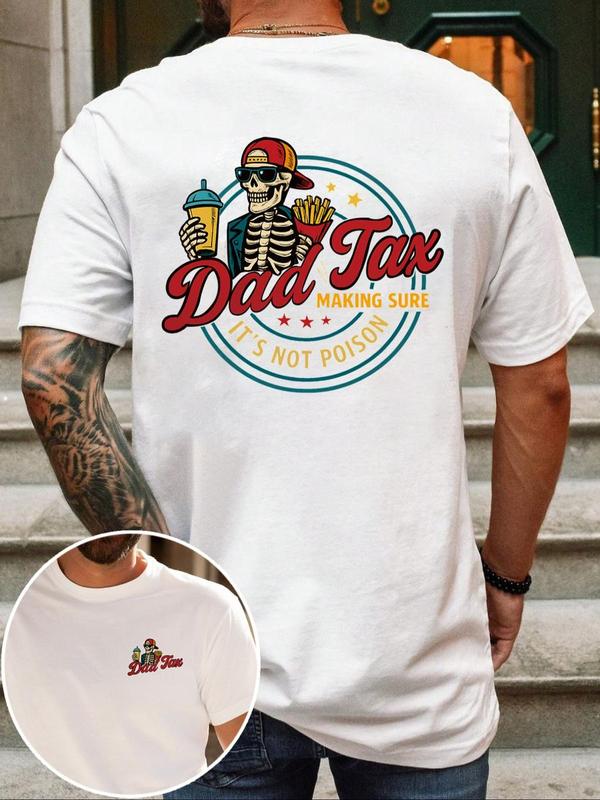 Men's Regular Fit Skeleton Print Round Neck Tee, Casual Short Sleeve Crew Neck T-shirt for Summer, Fashion Men's Top for Daily Wear, Tropical