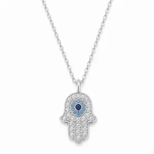 VY Evil Eye Hamsa Hand Necklace, Full Rhinestone Lucky Amulet, Fashion Versatile Women Clavicle Chain Jewelry unisex design
