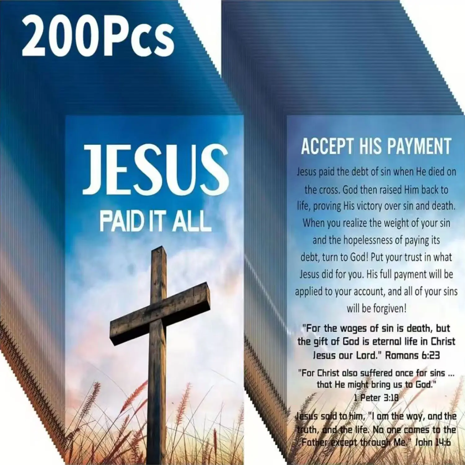 【 Inspiring Gospel 】 200 inspiring Gospel Booklet Cards Vertical Cards/Christian Prayer Postcards with cross patterns, containing Bible Verses/Suitable for baptism, Easter and religious gifts, durable bookmarks, peaceful design, Inspirational Card