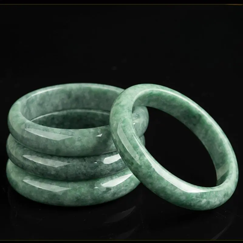 Inner Diameter 54mm-62mm Natural A-grade Jade Bean Green Bangle Ice Jadeite Stone Jewelry Women's Handicraft  Drop Ship