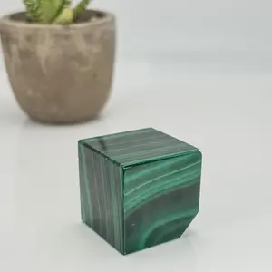 Hand-Carved Malachite Cube | Unique Crystal for Transformation & Energy Balance