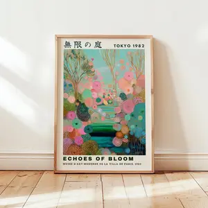[SALE UP TO 50% + FREE SHIP] Japanese art poster inspired by Yayoi Kusama, Japanese museum poster, modern art, botanical poster, colorful Japanese wall decoration