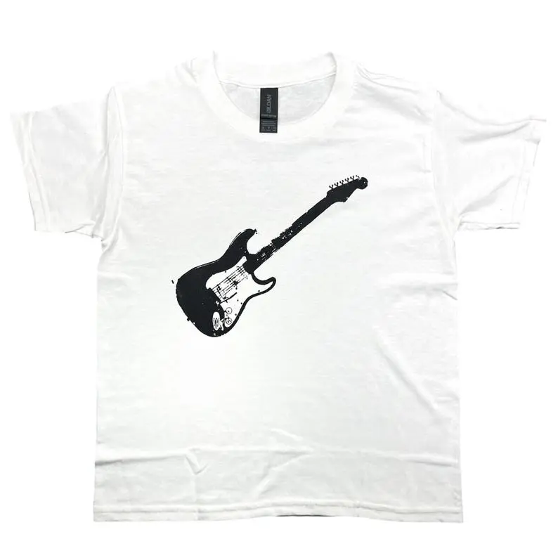 Electric Guitar Baby Tee, Retro Graphic Tee, Handmade Screen Print Shirt, 90s Y2K Vintage Style