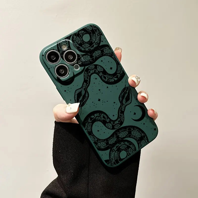 TPU Stylish Moon Python Straight-Edge Magic Cube Phone Case - Protection Cover Casing for iPhone 17,16,15,14,13,12,11 Series Smartphone Accessories
