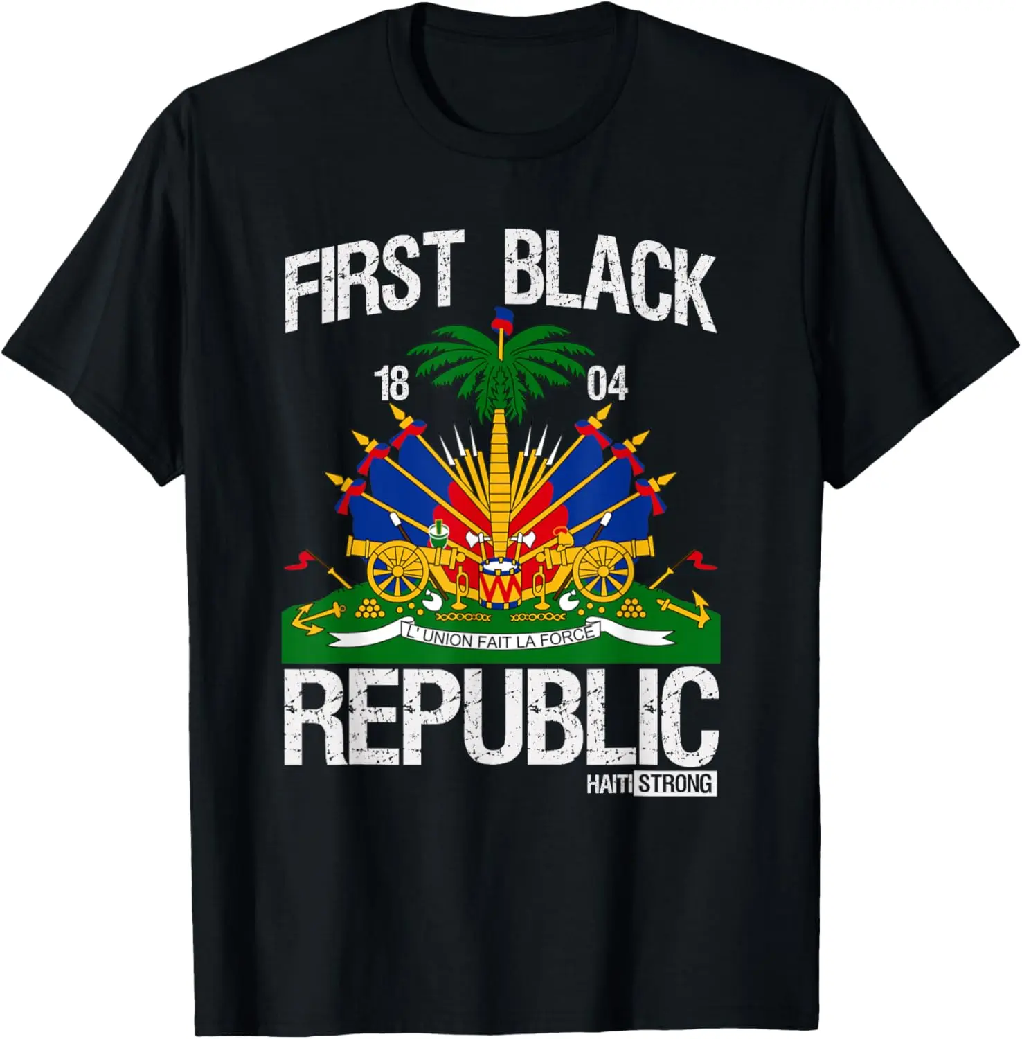 Women's 100% Cotton Short-Sleeve Round Neck Vintage Casual Distressed Graphic T-Shirt - Haitian History Revolution Since 1804 First Black Republic Everyday Streetwear Clothes Tshirt