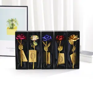 A 24K gold leaf rose everlasting bouquet gift box. Ideal for teacher's day, birthday gifts, Valentine's Day creative presents, and home decoration ornaments.