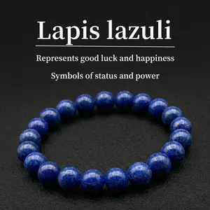 Blue Lapis Lazuli Stone Beaded 8mm Friendship Bracelets Gemstone Stretch Healing Bracelet for Men Women, Boho Style Perfect Gift for Daily Wear & Valentine's Day summerwins