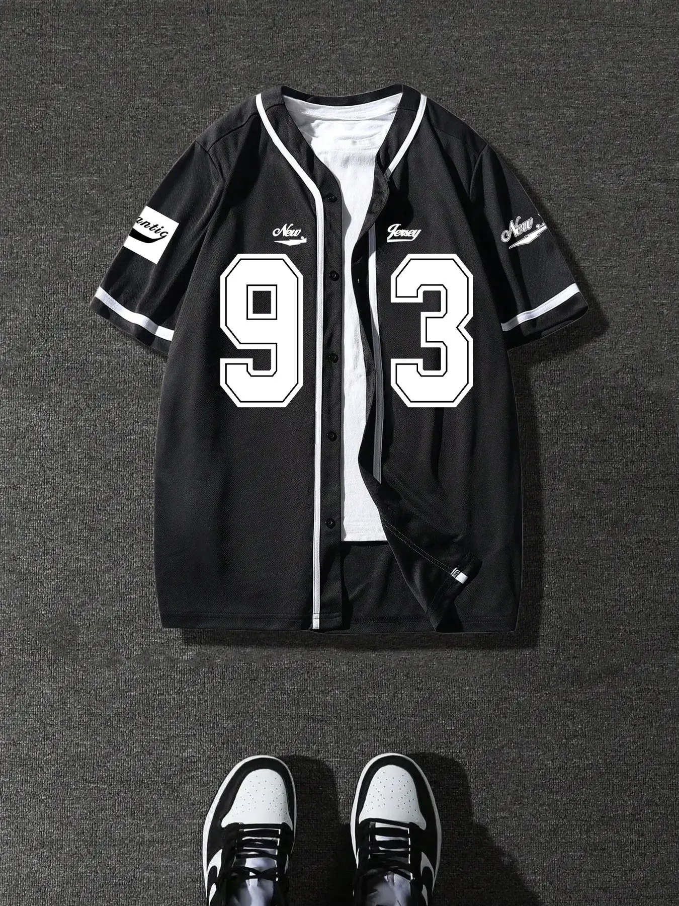 Tikmen Men's Digital 93 Print Baseball Shirt, Sports Clothing, Casual Fashion, Unique Design, Eye-Catching Graphics, Daily Wear, Fitted Style, Jersey Top