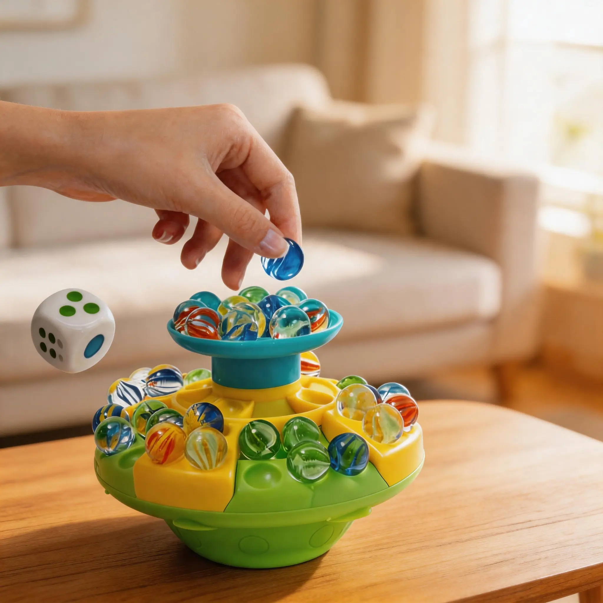 Flying Saucer Marble Balance Game - Colorful Stacking Disk Swing Ball Toy,rolling dice board game set,kid family game