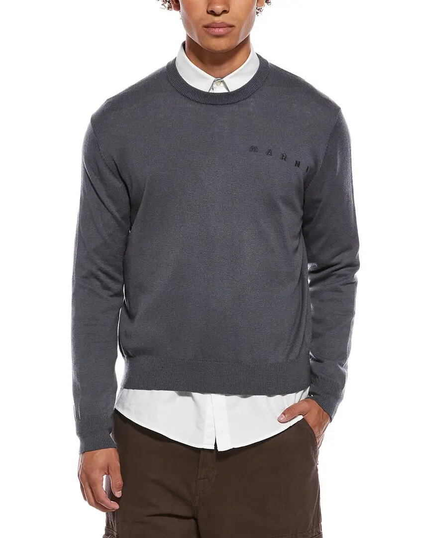 Marni Logo Wool-Blend Crewneck Sweater