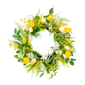 Puleo International 24" Artificial Tulip FloralSpring Door Wr