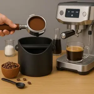 Coffee Tamper Box, Barista Style Espresso Grounds Tamper, Detachable Plastic Handle, Non-Slip Base, Coffee Machine Accessories